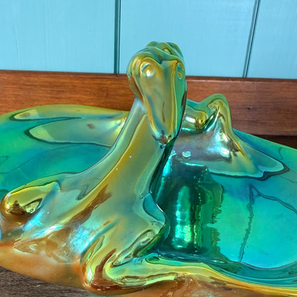 Art Deco Zsolnay Eosin Ceramic Basket Dish c.1930