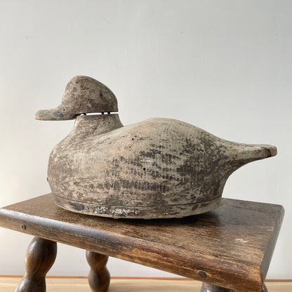 Antique Wooden Duck Decoy – Hand-Carved Folk Art Hunting Decoy with Original Patina
