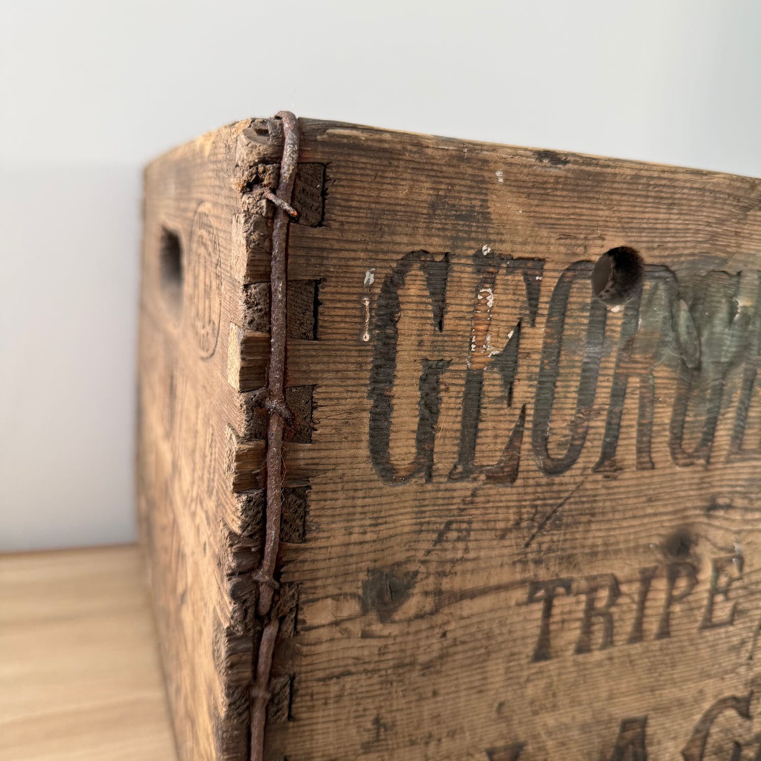 George Monk Ltd Wooden Trade Crate Tripe Dressing Blackburn c1920