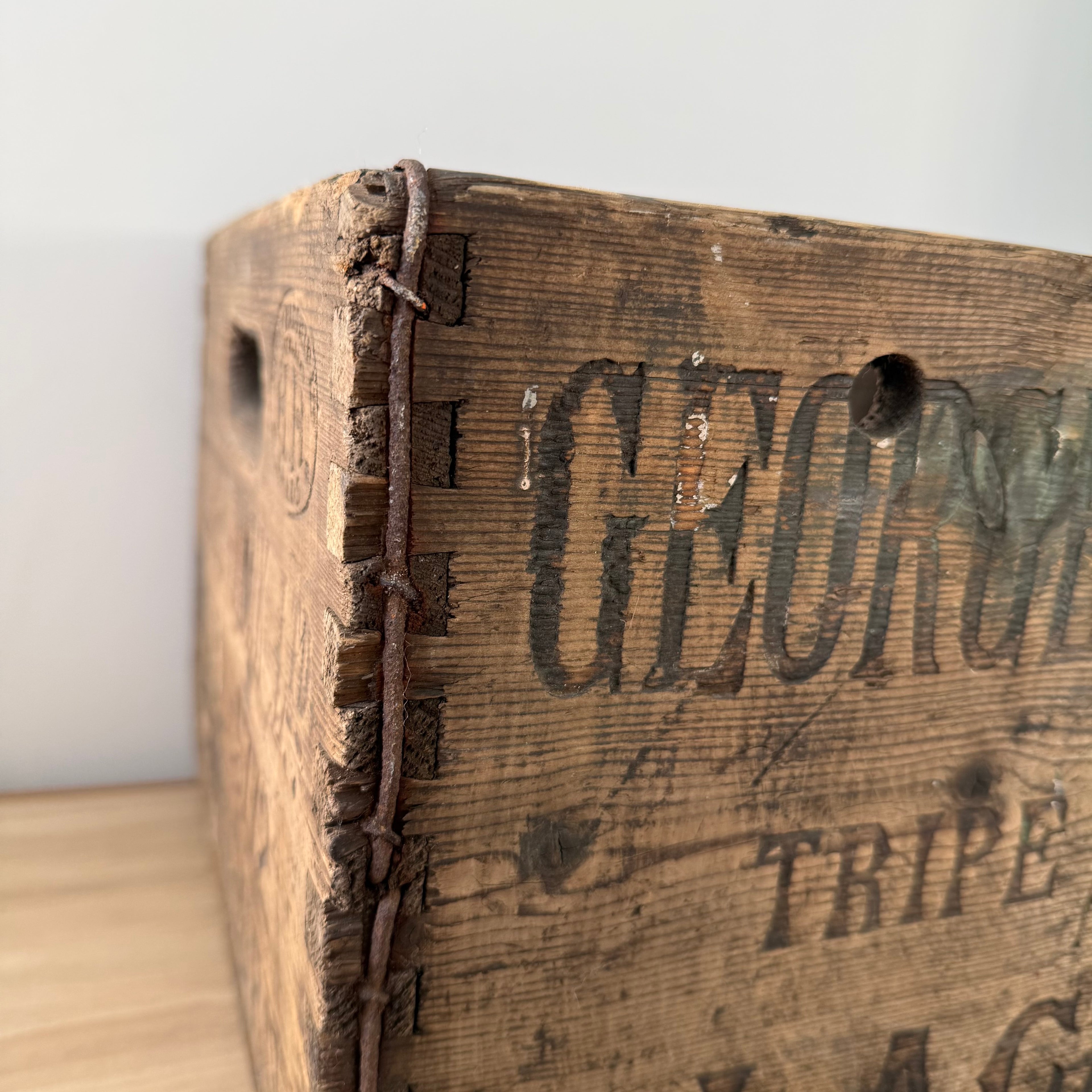George Monk Ltd Wooden Trade Crate Tripe Dressing Blackburn c1920