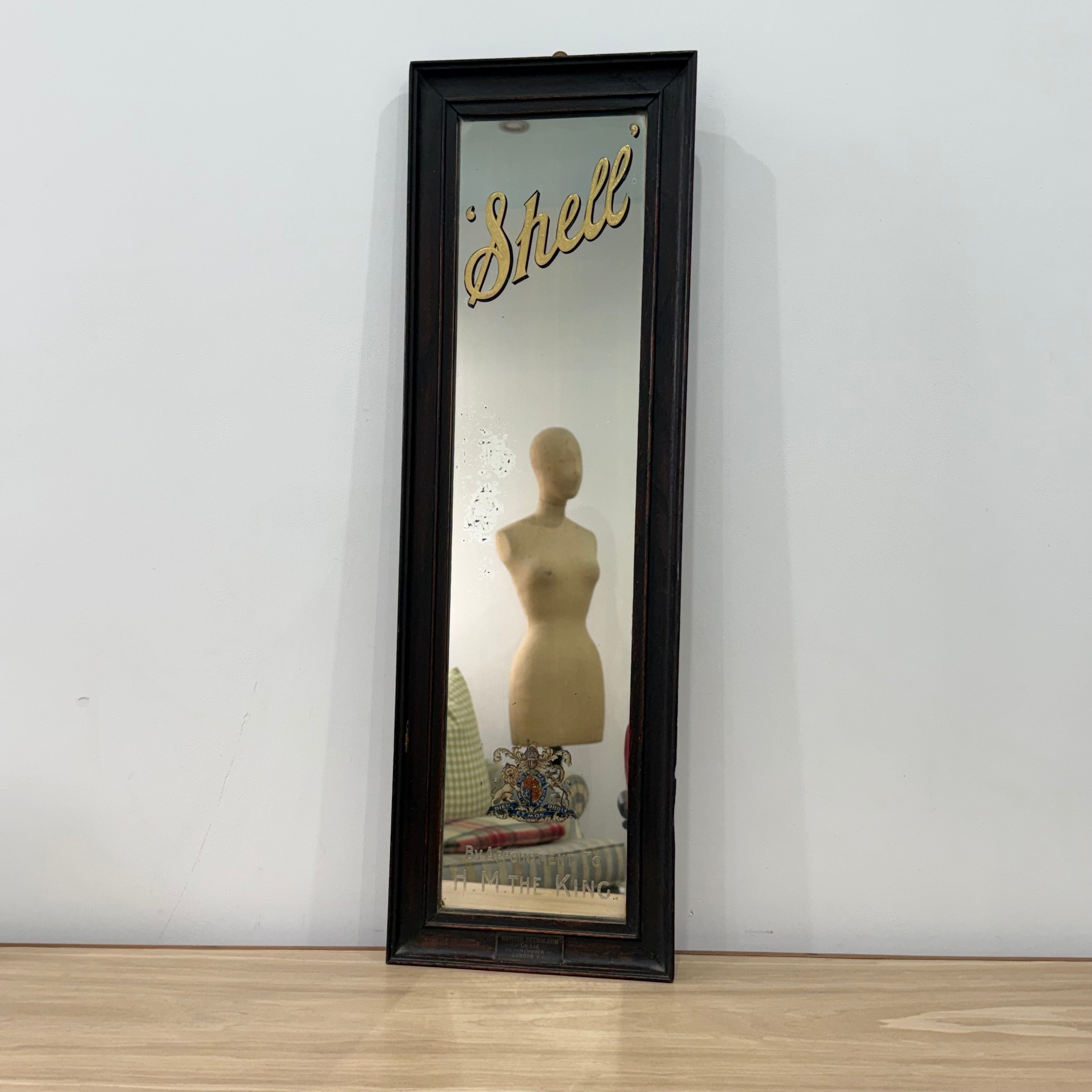 Vintage Shell Petrol Advertising Mirror Royal Warrant British Petroleum BP 1930s