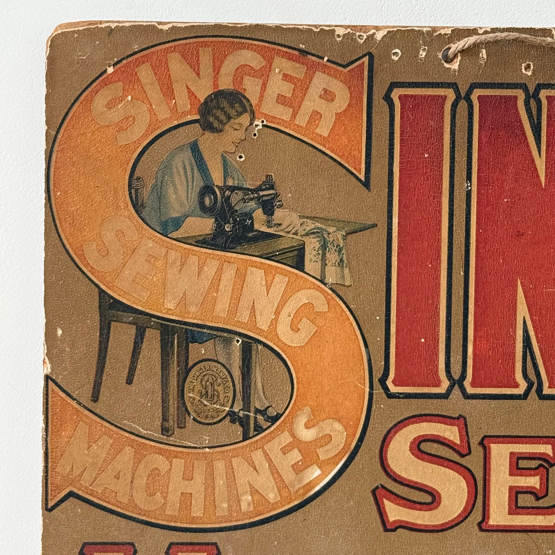 Vintage Singer Sewing Machines Advertising Cardboard Shop Display Sign