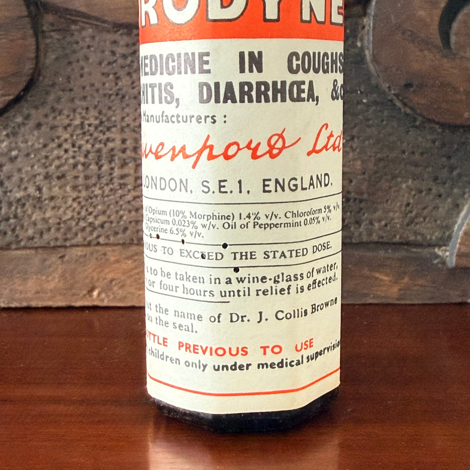 Collis Browne’s Chlorodyne Bottle, Box &amp; Leaflet Vintage Chemist Apothecary Empty