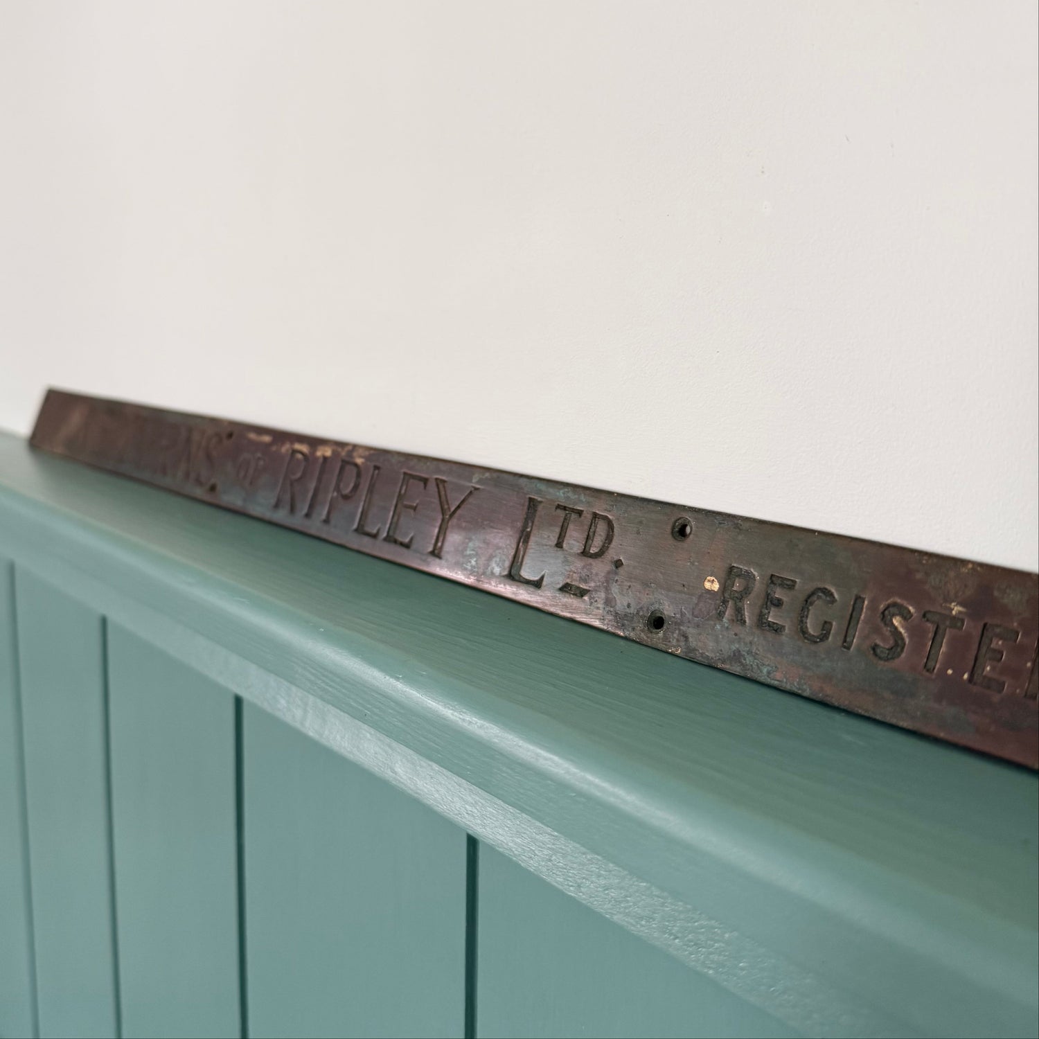 Antique Redferns of Ripley Drapery Shop Metal Office Sign Plaque