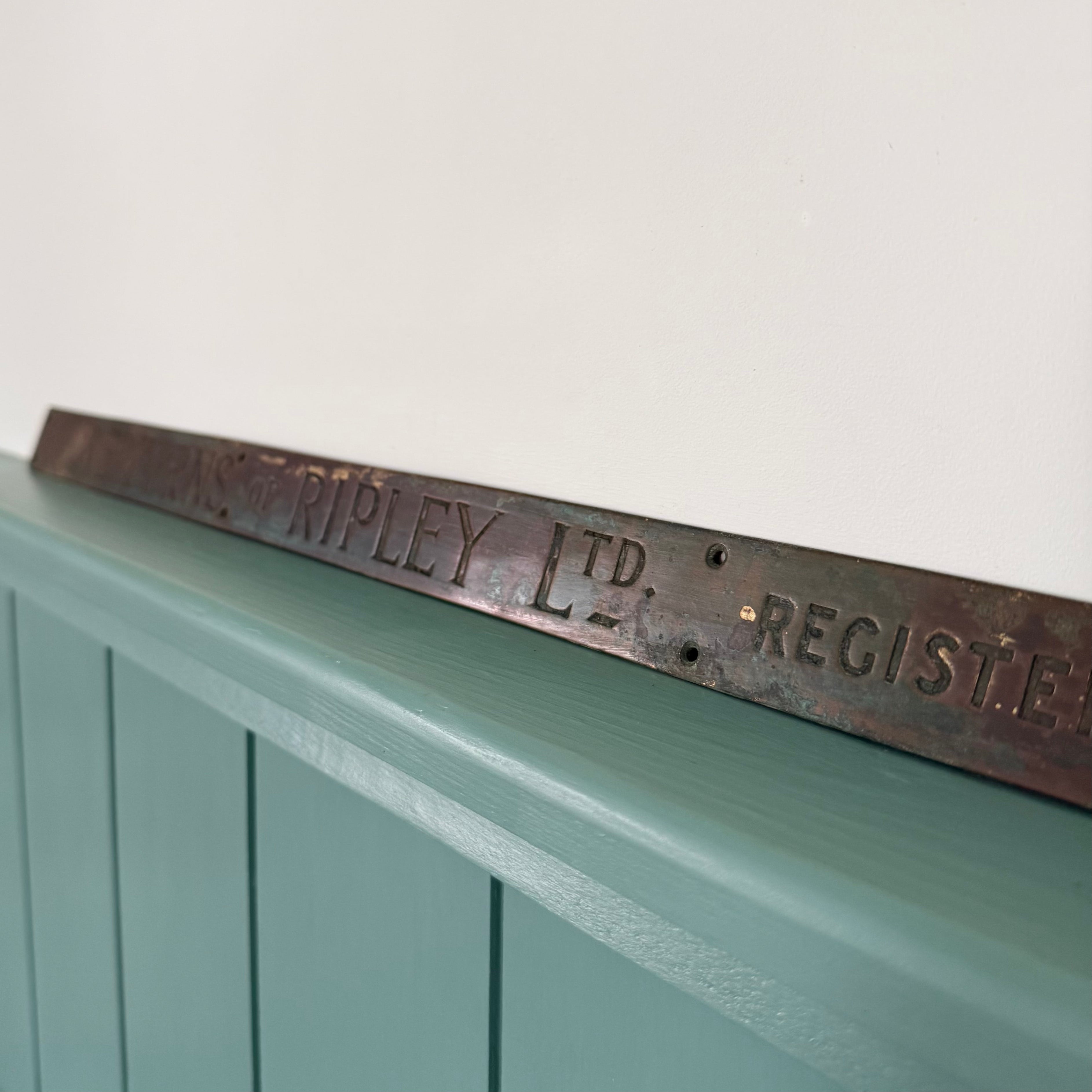 Antique Redferns of Ripley Drapery Shop Metal Office Sign Plaque