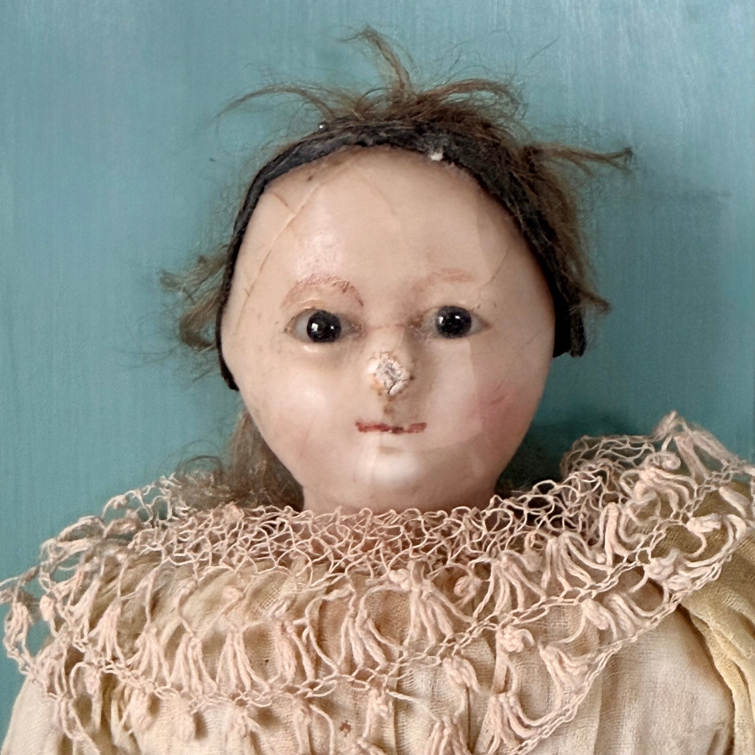 Antique Victorian Wax Over Composition Shoulder Head Doll c.1880