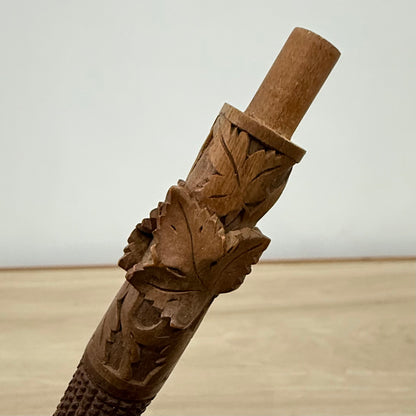 Antique Carved Wooden Needle Holder Sewing Case Screw Apart 13cm