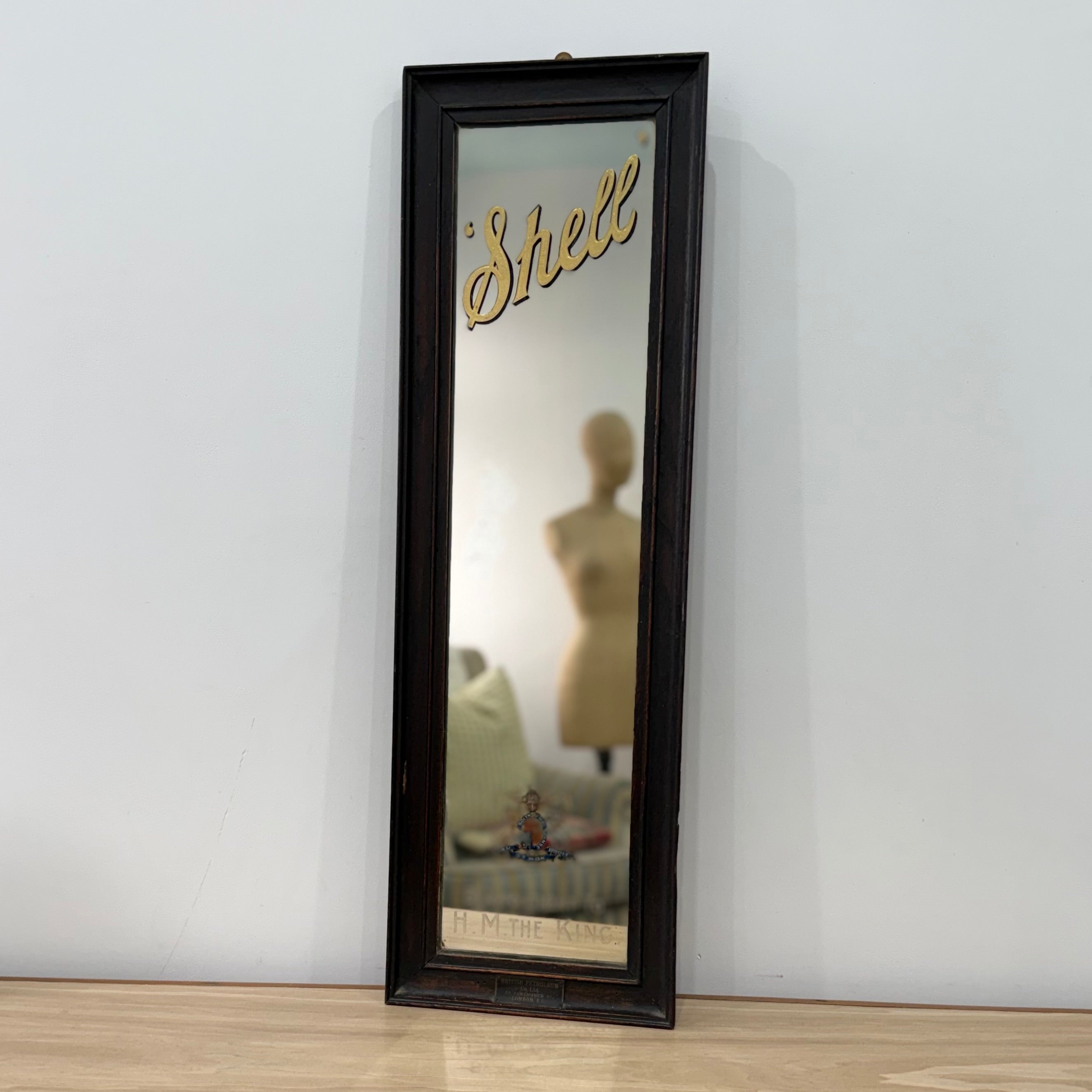 Vintage Shell Petrol Advertising Mirror Royal Warrant British Petroleum BP 1930s