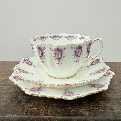 Pre-War Paragon China Purple Cameo Tea Set Cups Saucers Milk Sugar Plate