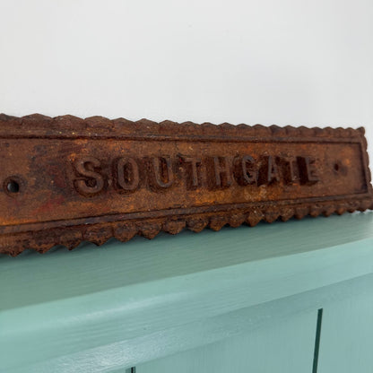 Antique Cast Iron Southgate Street Sign Plaque