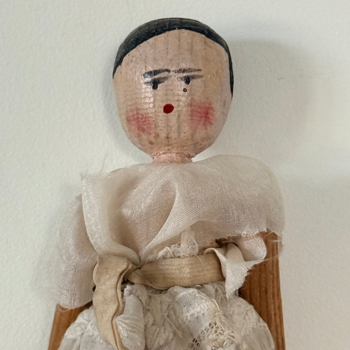 Antique 19th Century Grödnertal Style Wooden Peg Doll – 17.5cm
