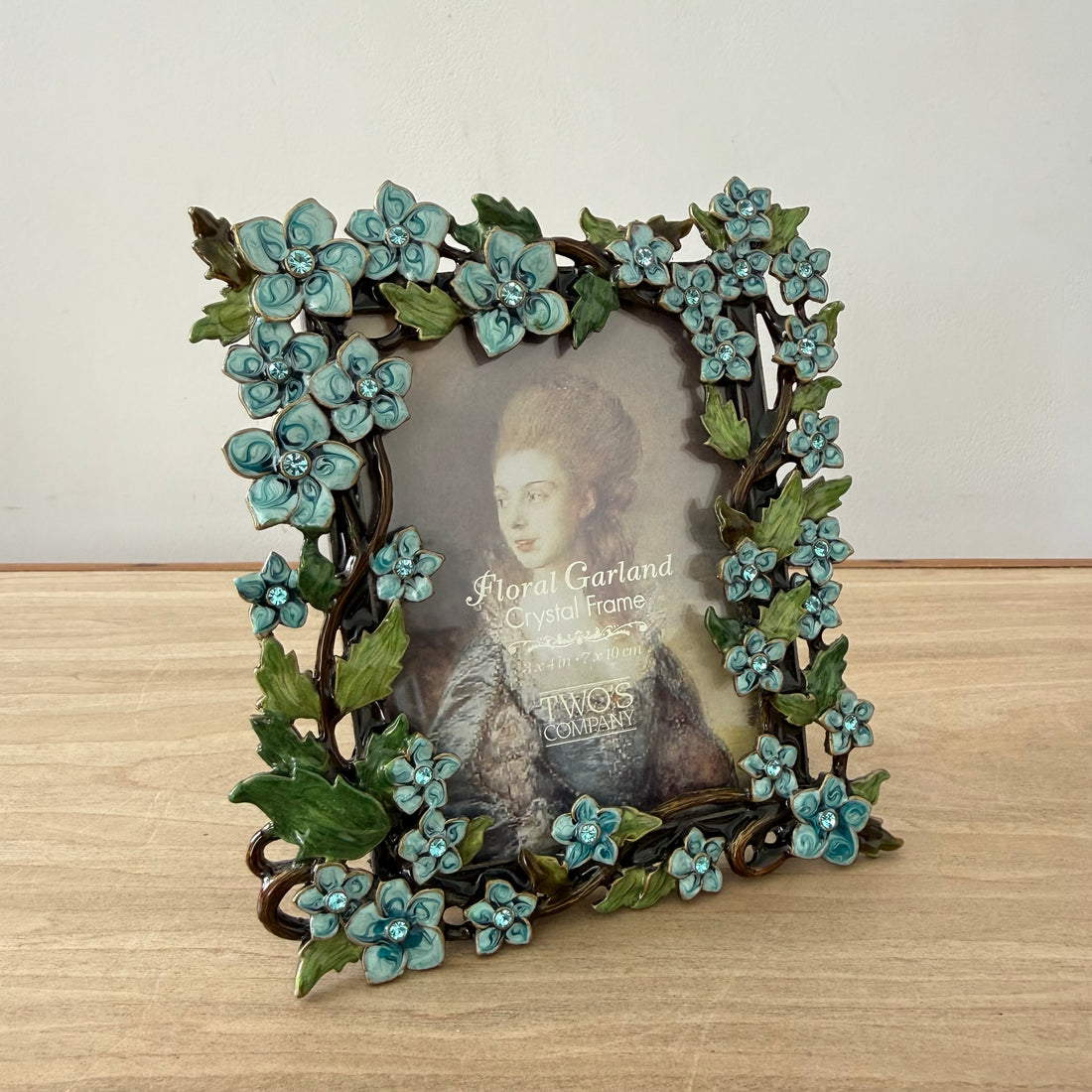 Blue Floral Crystal Photo Frame 3x4 Decorative Vintage Style Gift