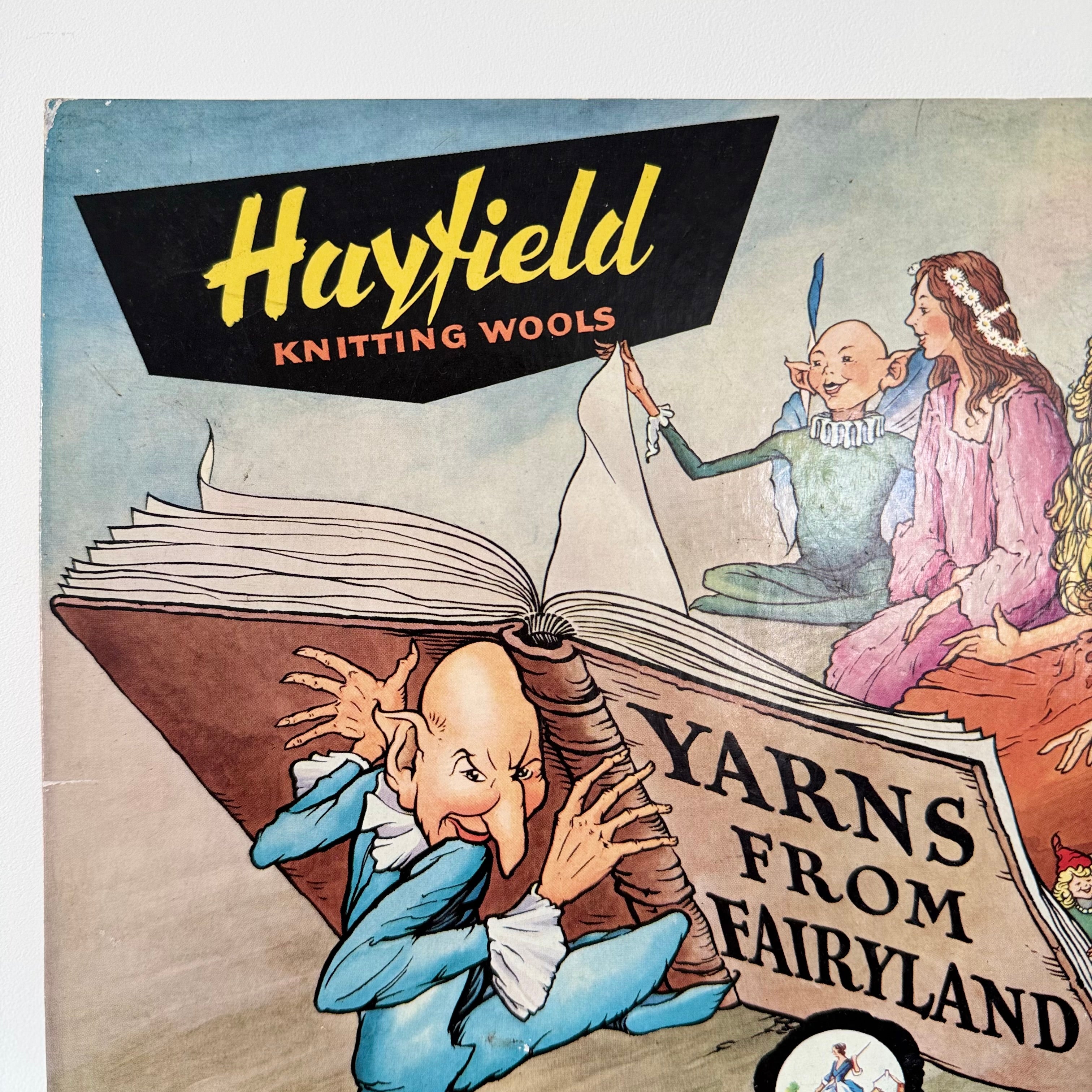 Vintage Hayfield Knitting Wools “Yarns From Fairyland” Display Sign