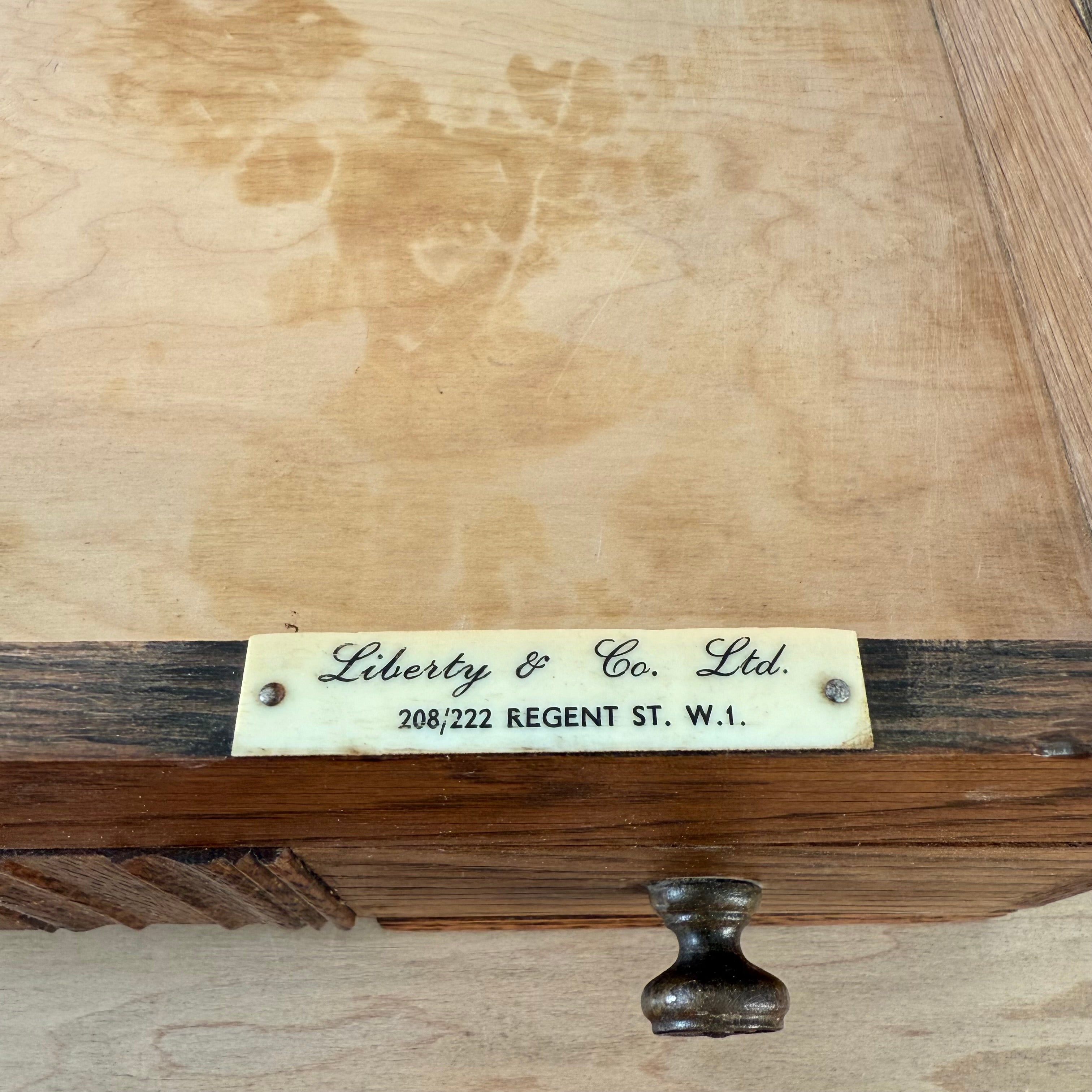 Liberty &amp; Co Oak Sewing Box with Drawers Arts &amp; Crafts Antique