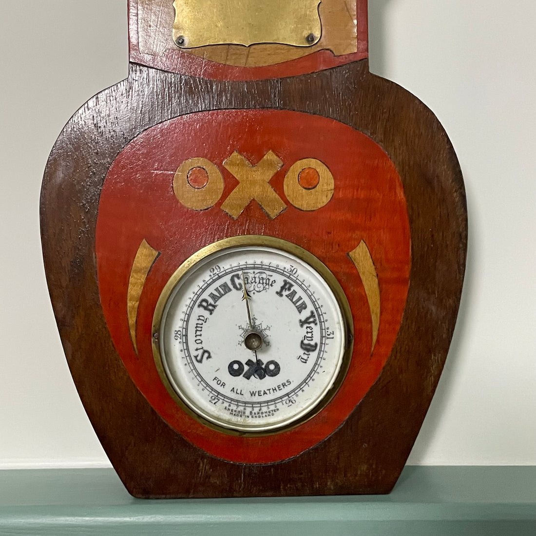 Antique OXO Advertising Barometer – Wooden Jar Form, c.1920s