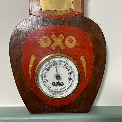 Antique OXO Advertising Barometer – Wooden Jar Form, c.1920s