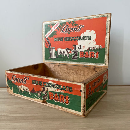 Vintage Lyons’ Milk Chocolate Wooden Advertising Box c.1920-30s