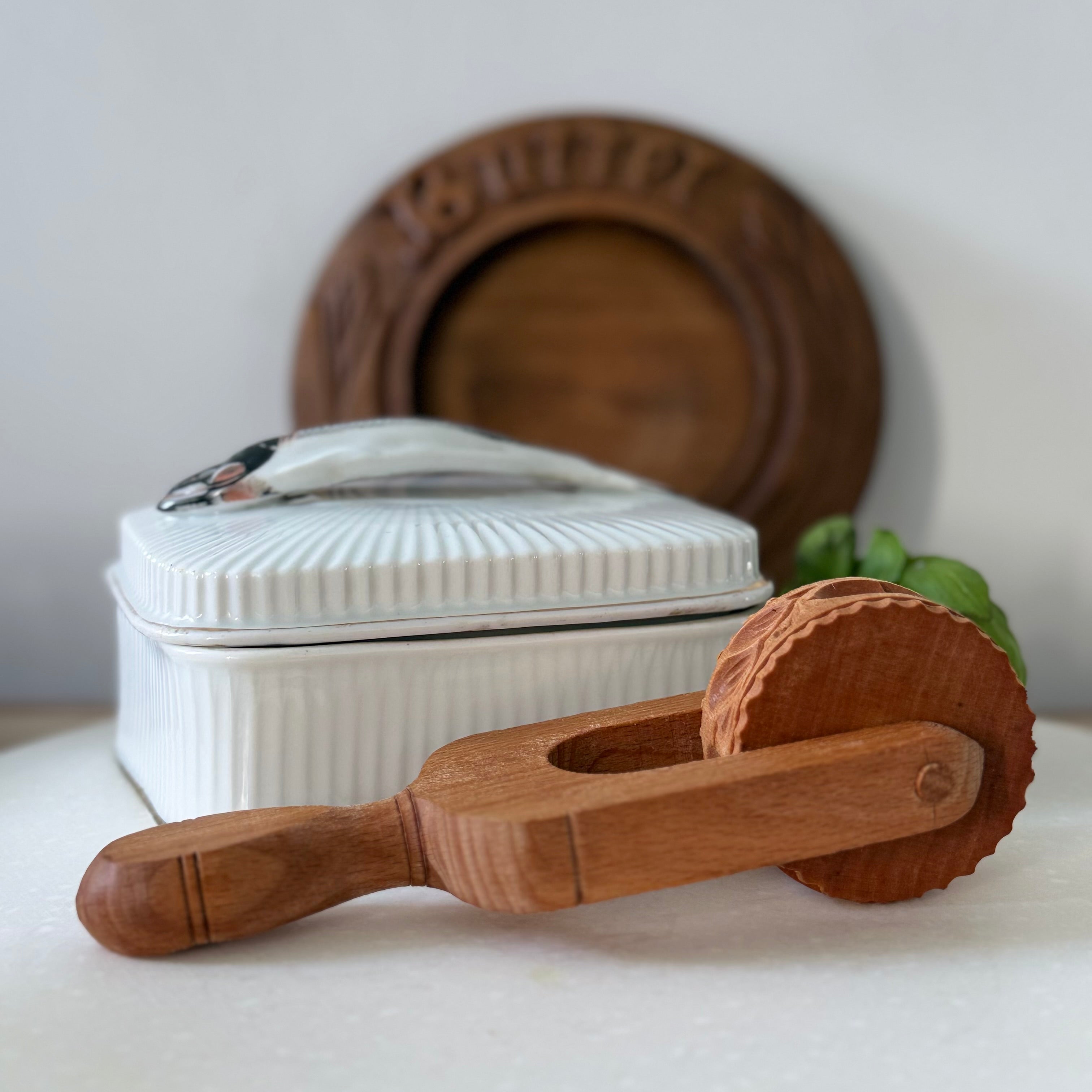 Antique Treen Butter Roller Acorn Carved