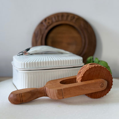Antique Treen Butter Roller Acorn Carved