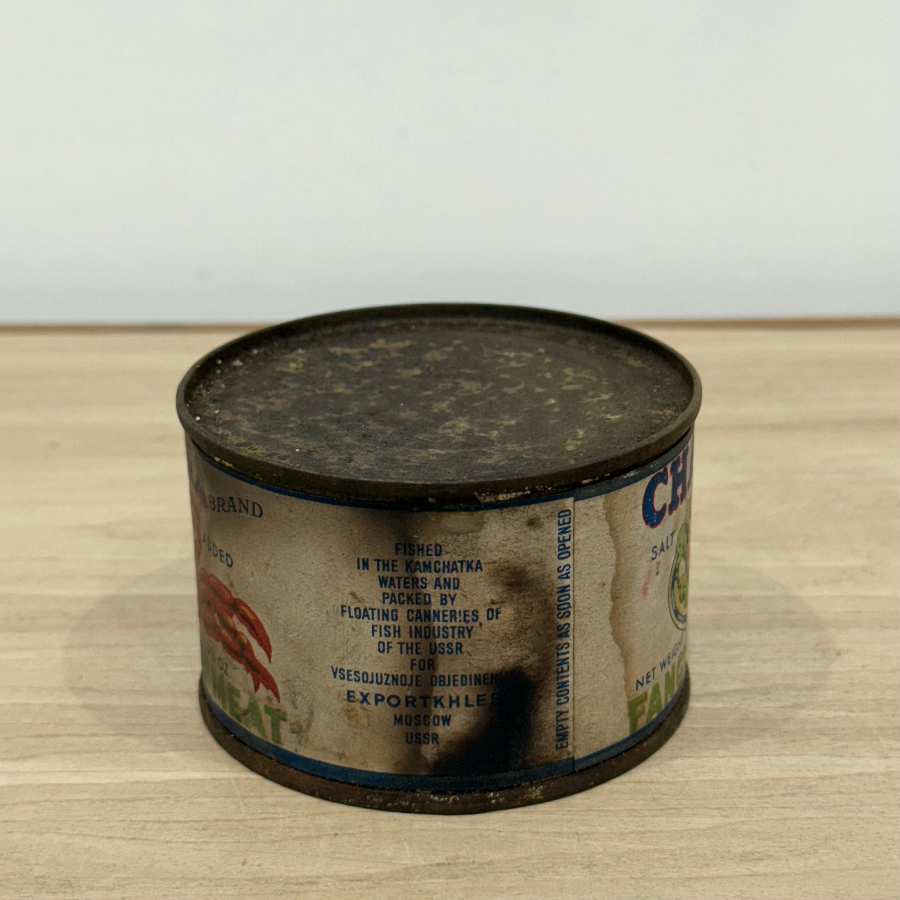 Vintage Chatka Crab Meat Unopened Tin USSR Soviet Export Fancy Crab Display