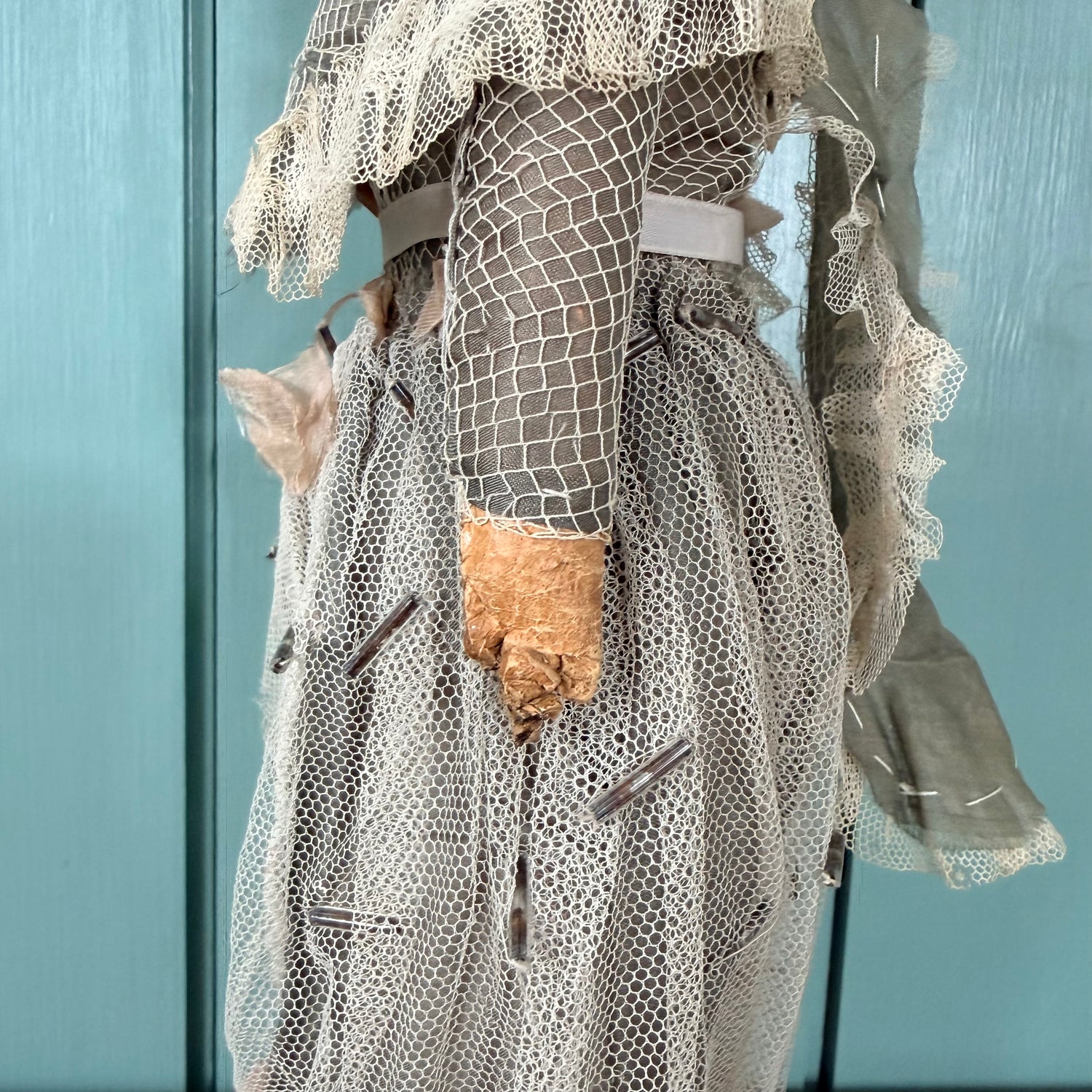 Antique Victorian Wax Over Shoulder Head Doll in Original Style Costume c.1870