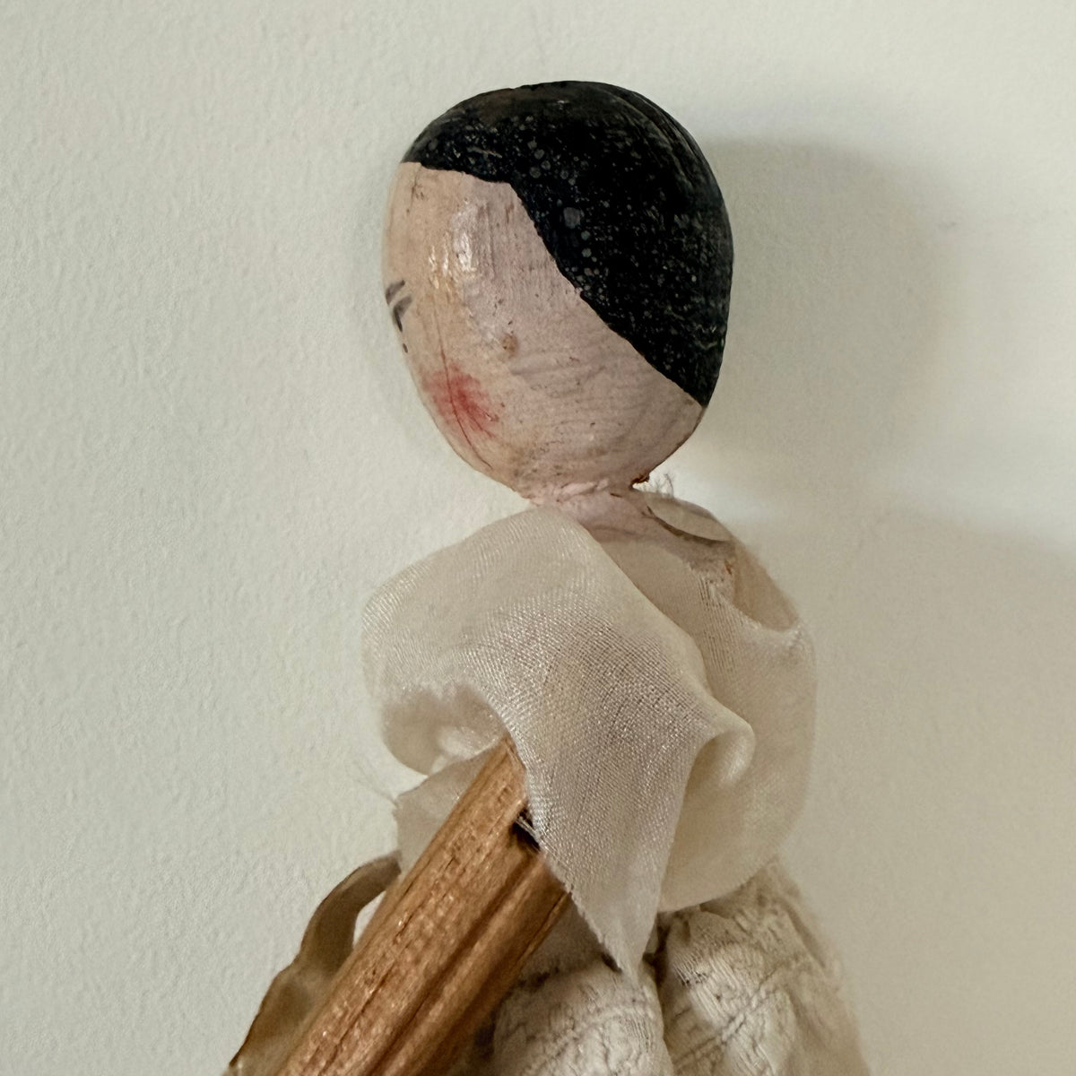 Antique 19th Century Grödnertal Style Wooden Peg Doll – 17.5cm