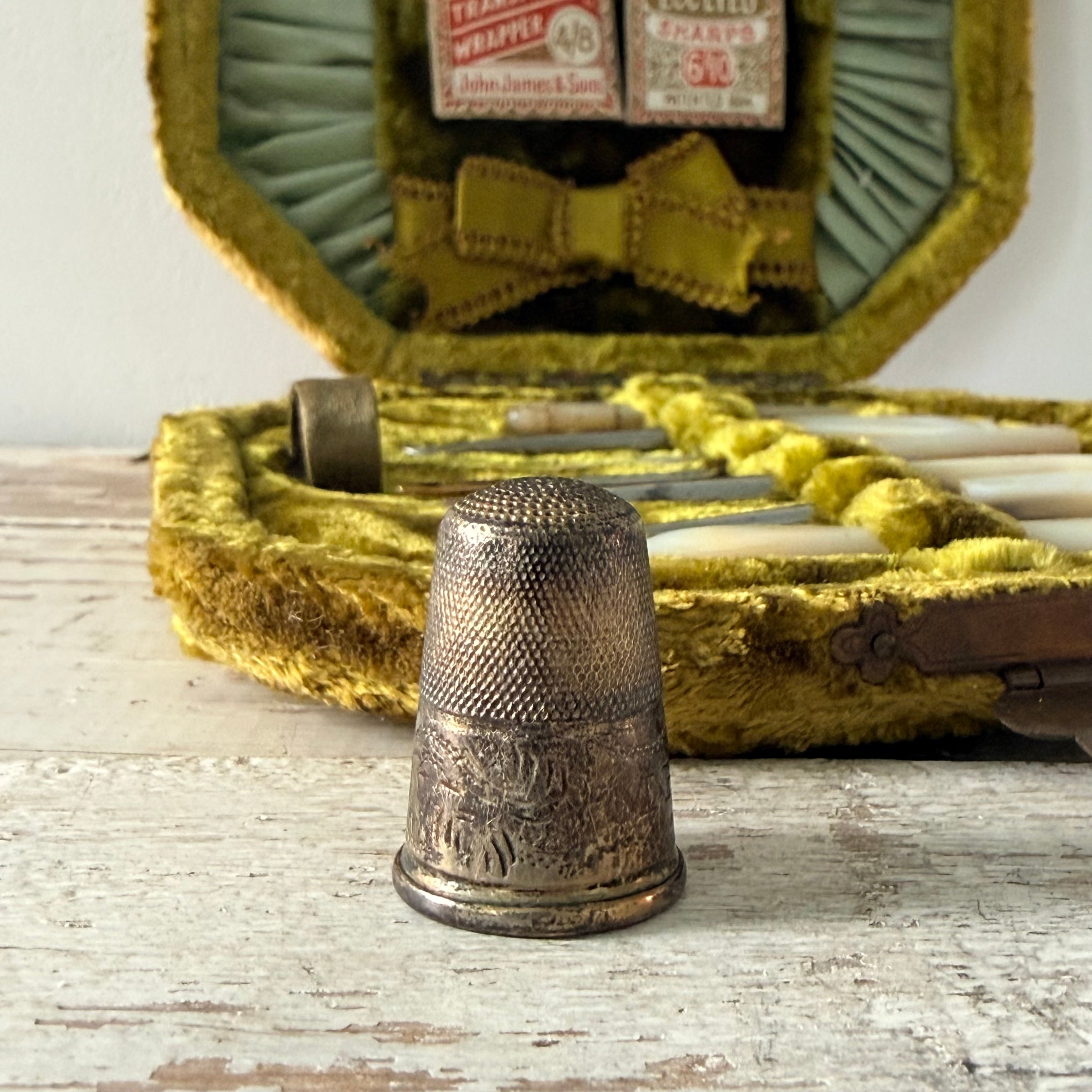 Antique Sewing Necessaire with Mother of Pearl Tools c.1890–1910