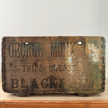 George Monk Ltd Wooden Trade Crate Tripe Dressing Blackburn c1920