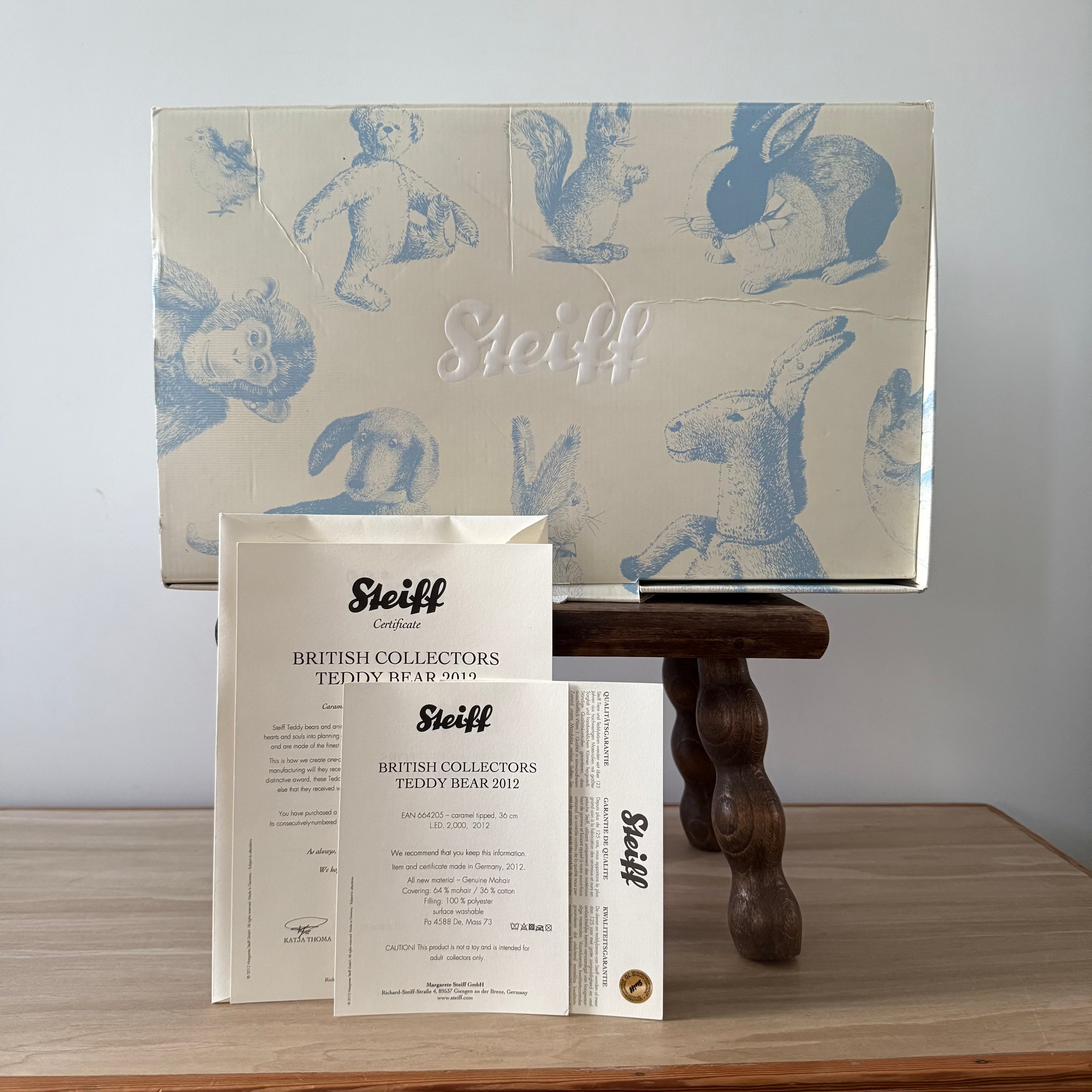 Steiff British Collectors Teddy 2012 Limited Edition Boxed With Certificate