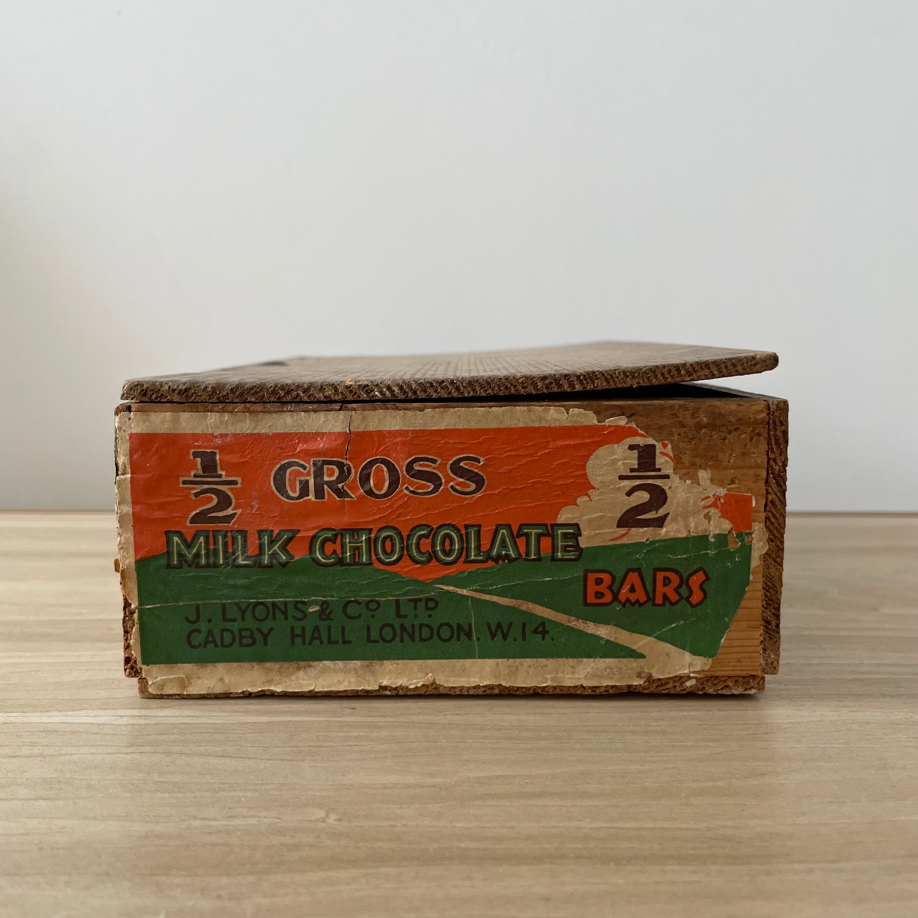 Vintage Lyons’ Milk Chocolate Wooden Advertising Box c.1920-30s