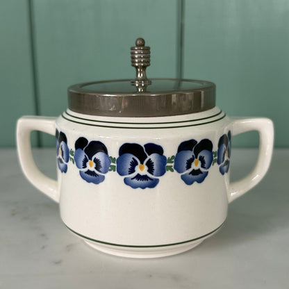 Art Deco WMF Wächtersbach Covered Sugar Bowl – Blue Pansy Dec. 2194