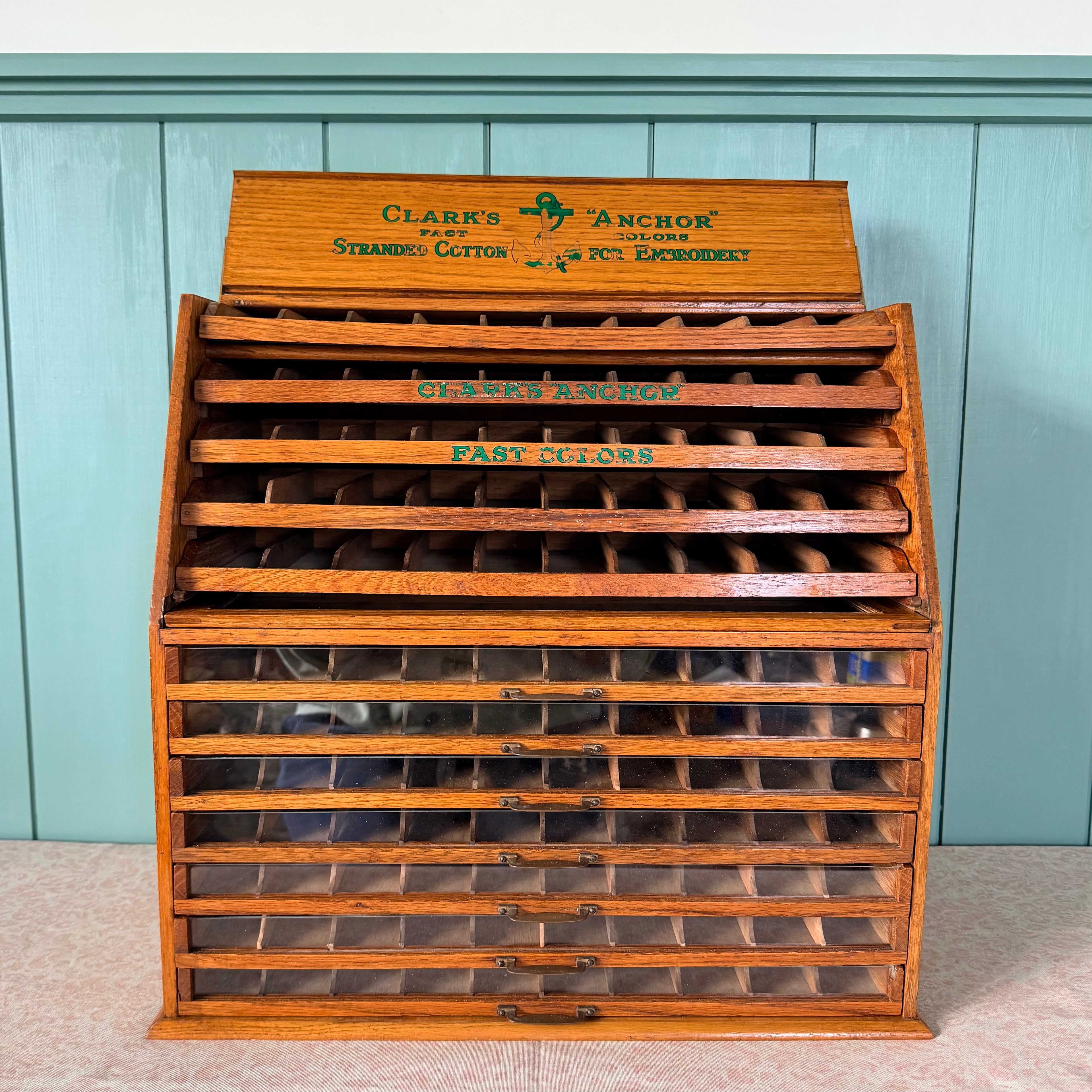 Vintage Clark’s Anchor Embroidery Cotton Display Cabinet