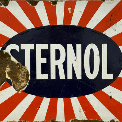 Original Sternol sunburst enamel advertising sign