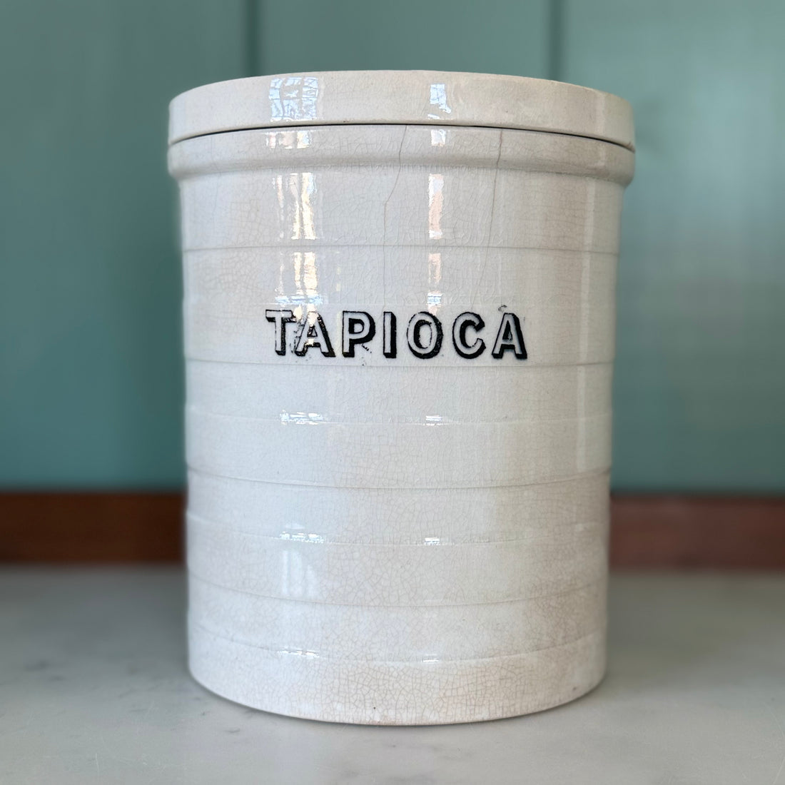 Late Victorian White Ironstone Tapioca Storage Jar