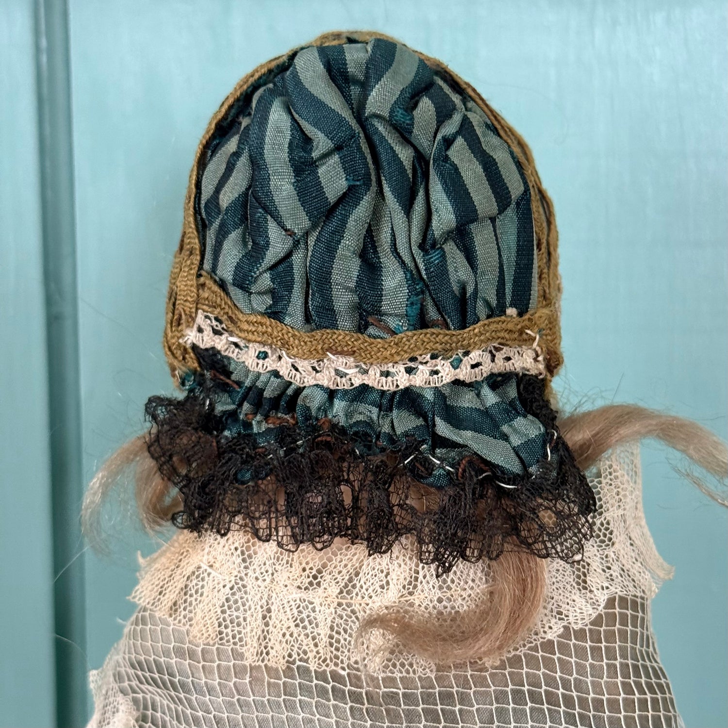 Antique Victorian Wax Over Shoulder Head Doll in Original Style Costume c.1870