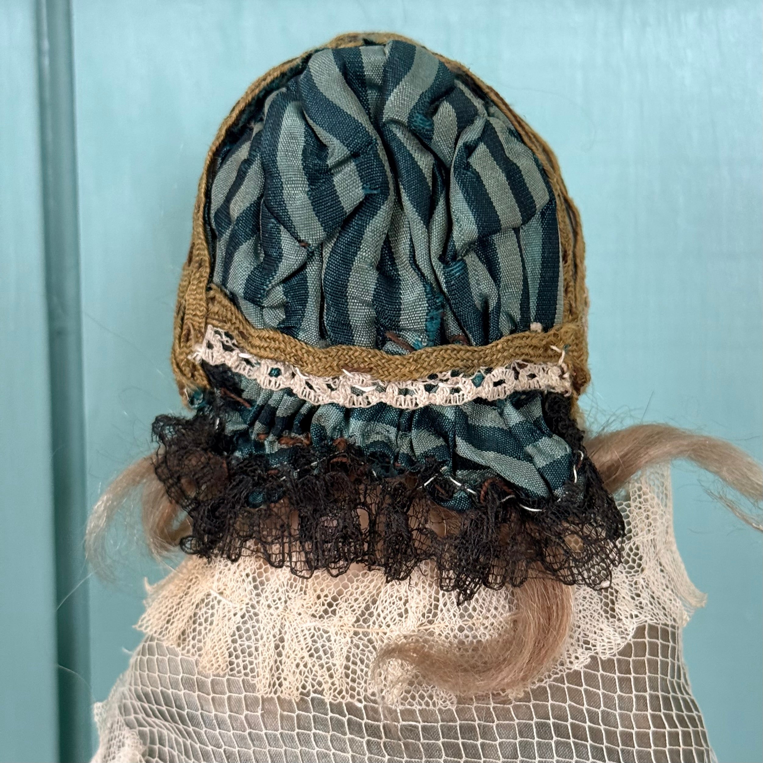 Antique Victorian Wax Over Shoulder Head Doll in Original Style Costume c.1870