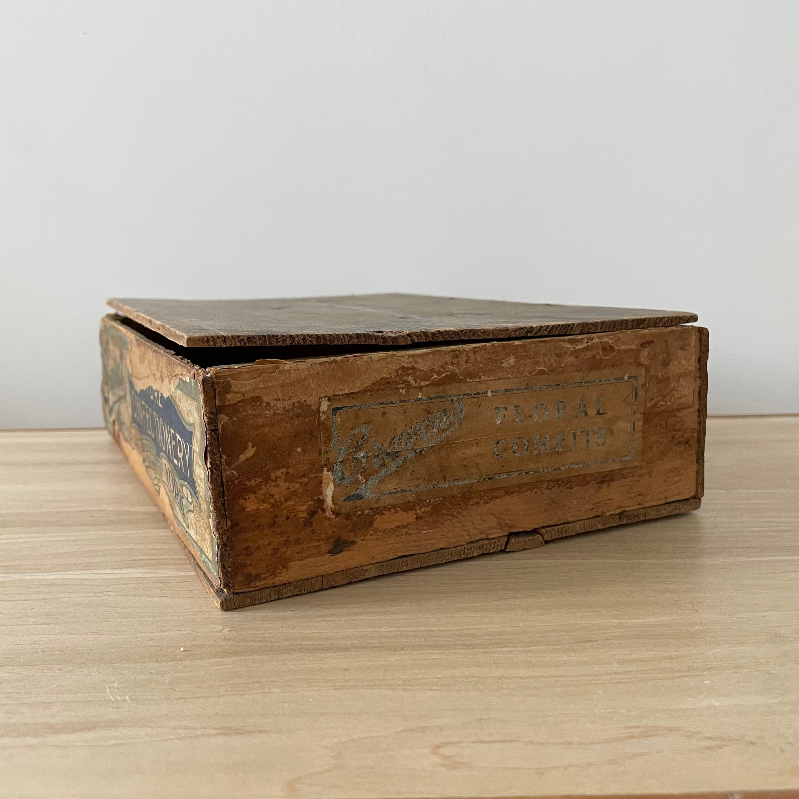 Antique Craven’s Pure Confectionery Wooden Advertising Box – York, Early 1900s