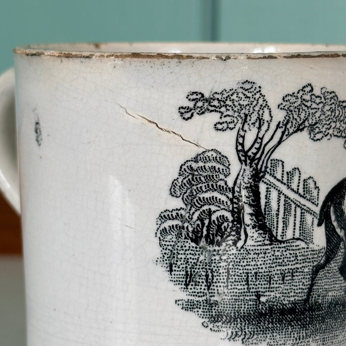 Antique Pearlware Child’s Doe and Fawn Mug – c.1820