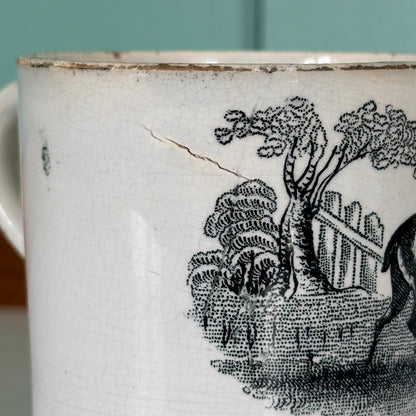 Antique Pearlware Child’s Doe and Fawn Mug – c.1820