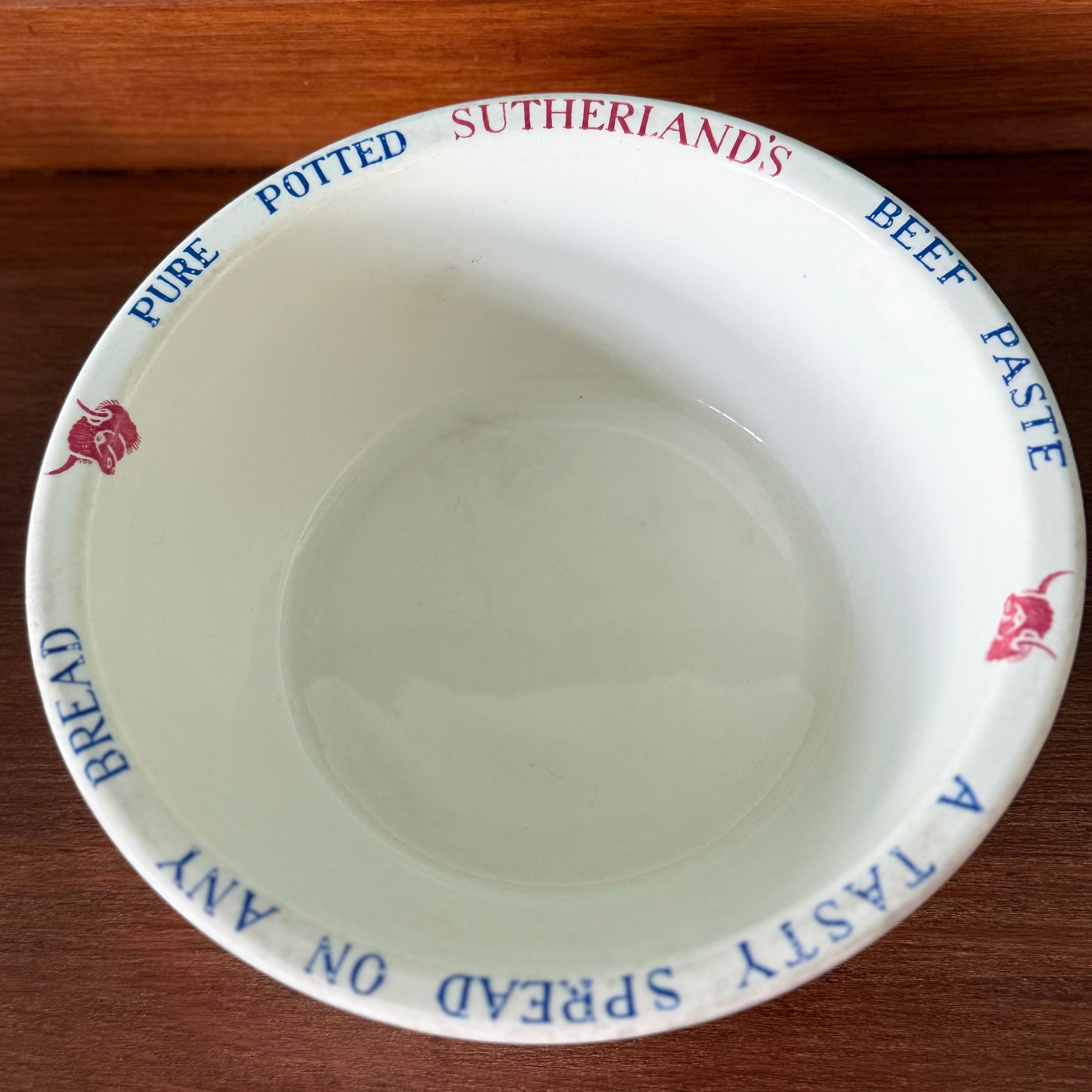 Vintage Hudson &amp; Middleton Sutherland’s Beef Paste Advertising Bowl
