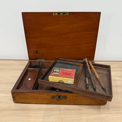 Victorian Mahogany Artist’s Drawing Box with Original Patina