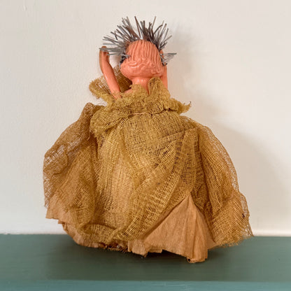 Vintage Christmas Tree Fairy with Silver Tinsel Halo – c.1950s–1960s