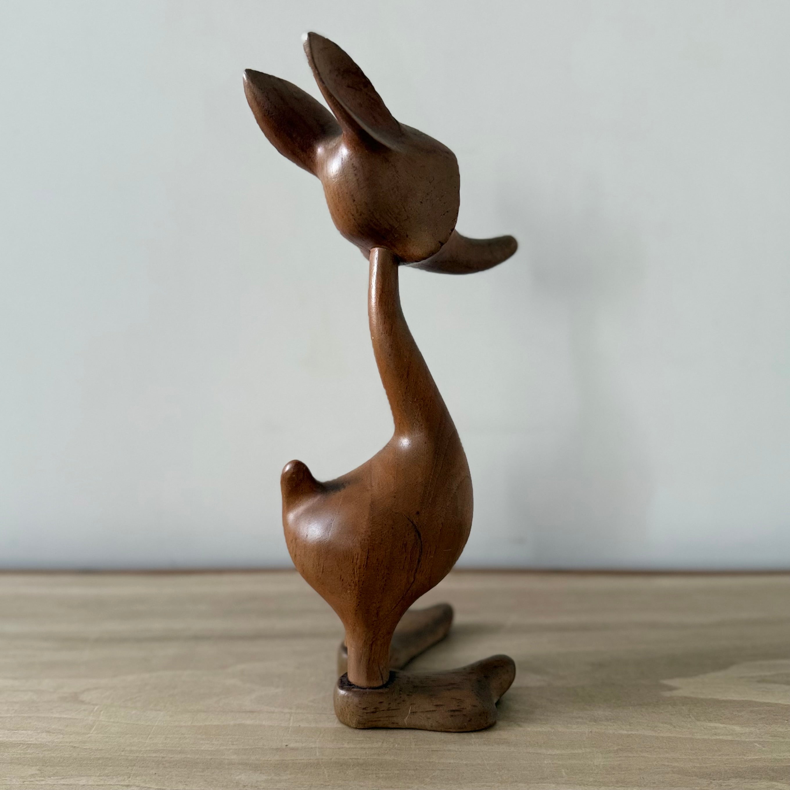 Vintage Wooden Fox Figure Mid Century Scandinavian Style 24cm