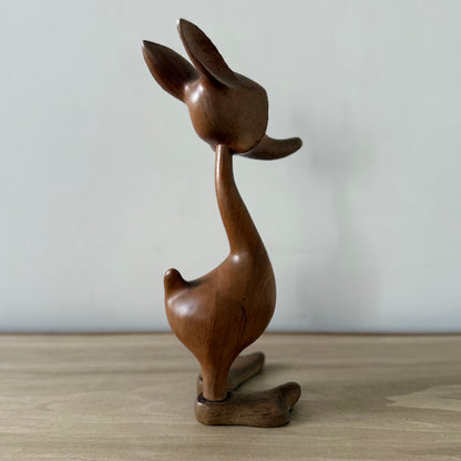 Vintage Wooden Fox Figure Mid Century Scandinavian Style 24cm