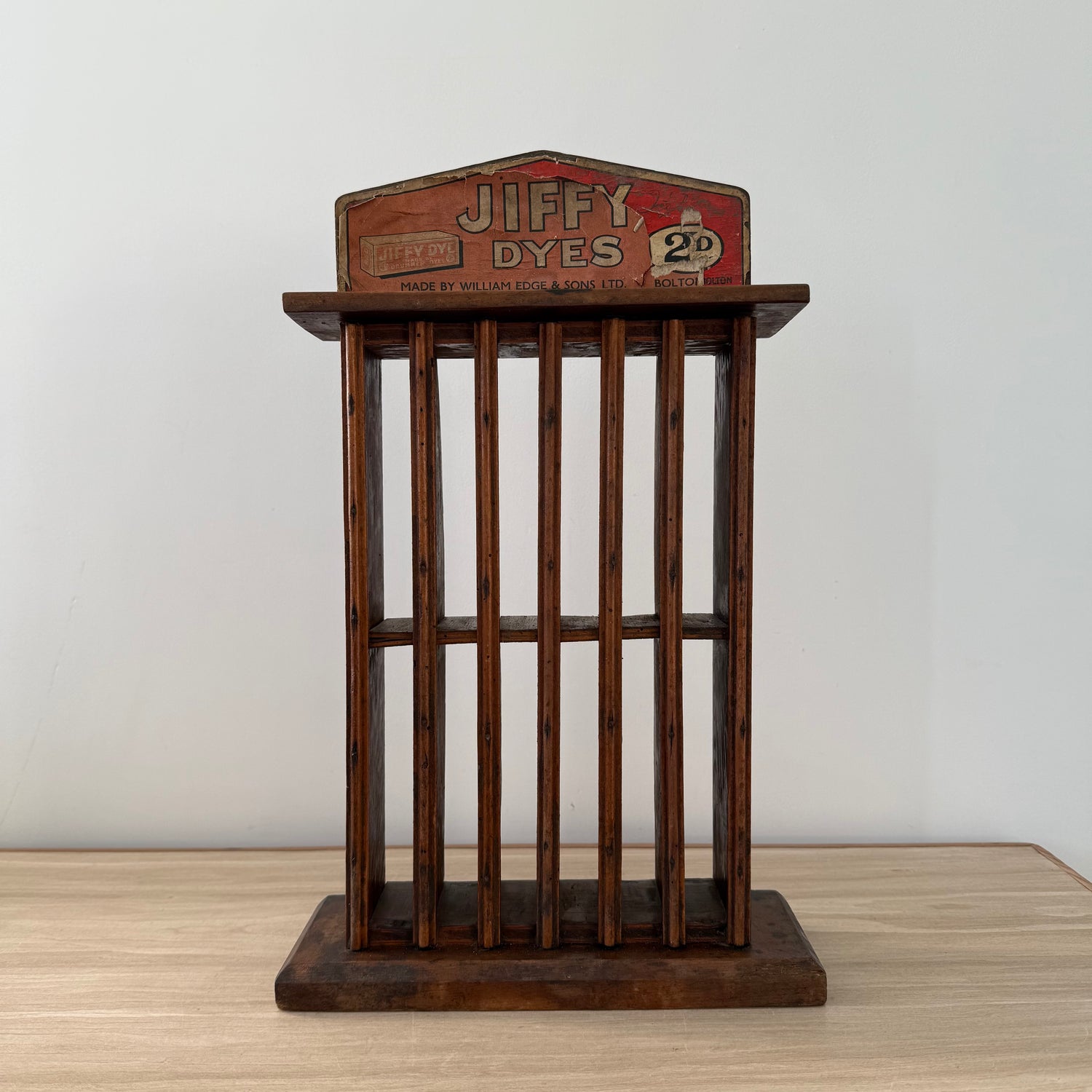 Jiffy Dyes Wooden Shop Display Rack William Edge &amp; Sons Bolton c1920