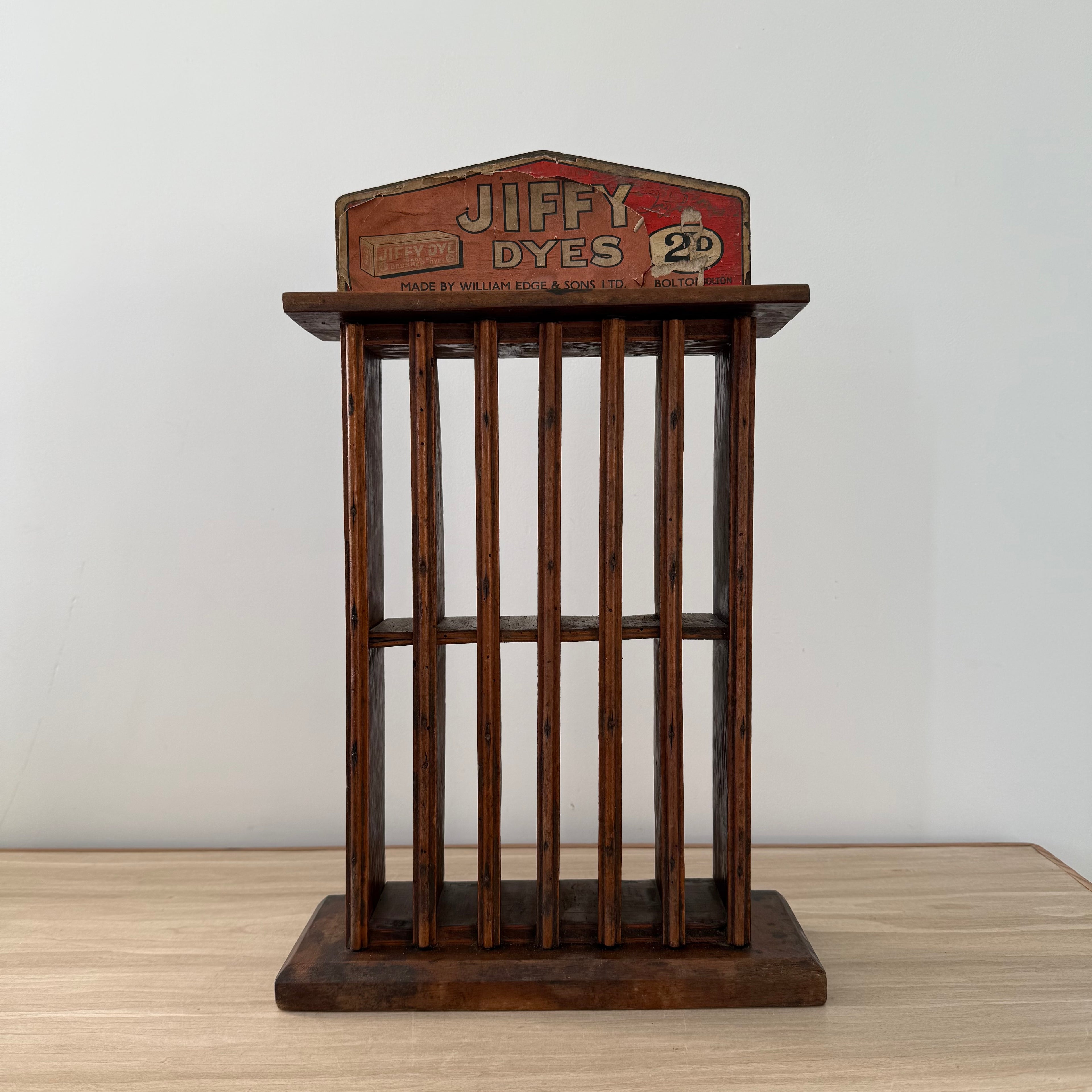 Jiffy Dyes Wooden Shop Display Rack William Edge &amp; Sons Bolton c1920