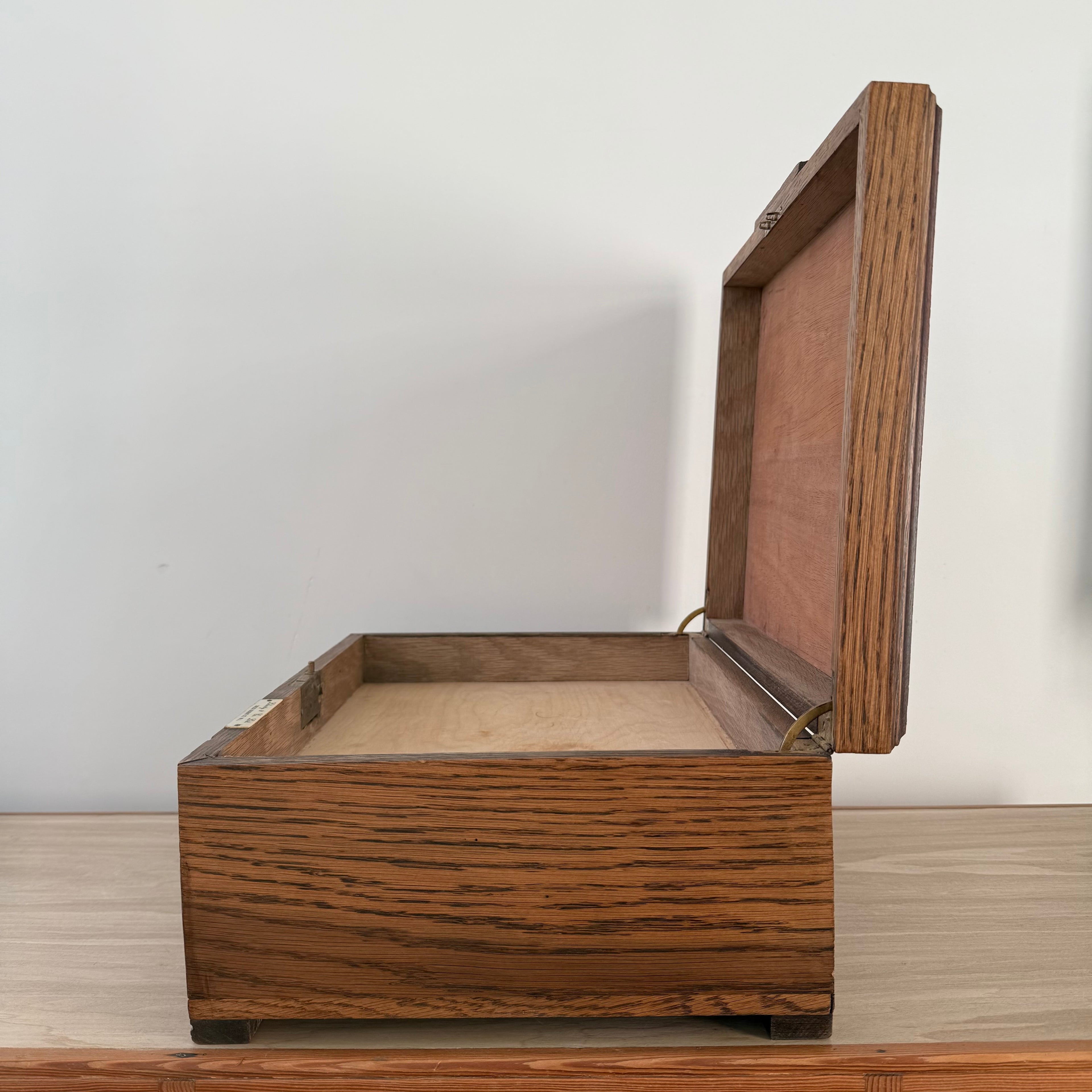 Liberty &amp; Co Oak Sewing Box with Drawers Arts &amp; Crafts Antique