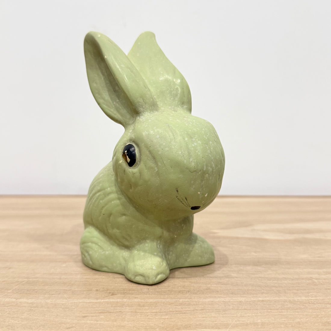 Vintage Green Rabbit Ornament Made in England Matt Pottery Bunny Figure