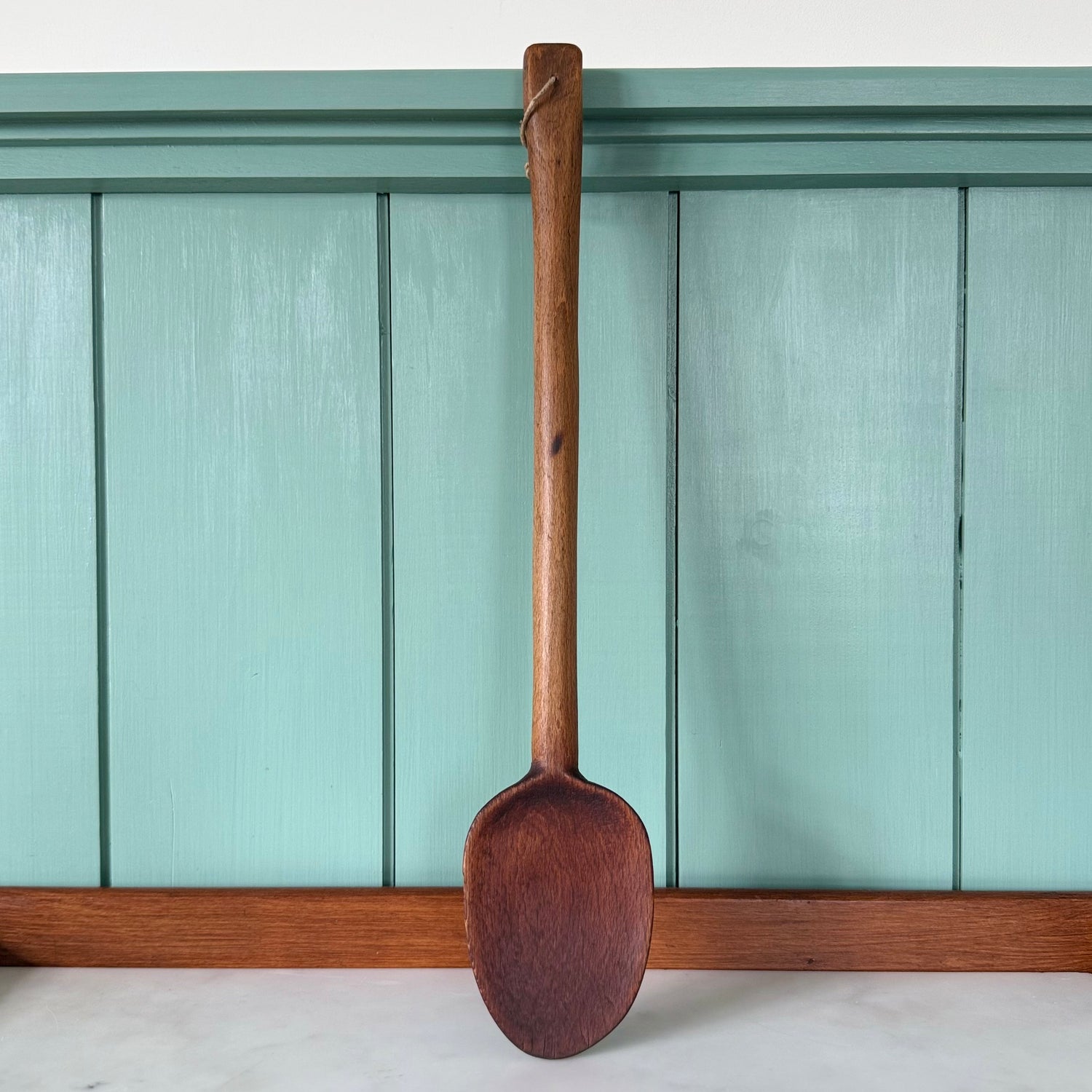 Vintage Treen Dairy Spoon Long Hand Carved Wooden Kitchen Spoon