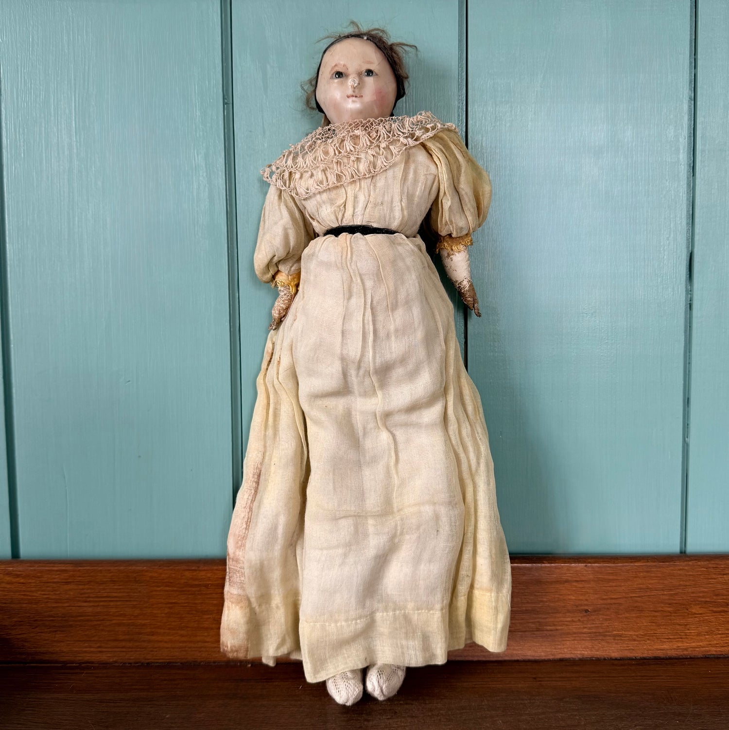 Antique Victorian Wax Over Composition Shoulder Head Doll c.1880